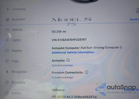 2017 Tesla Model S 60/75 z USA, uszkodzony, nr VIN 5YJSA1E15HF225167